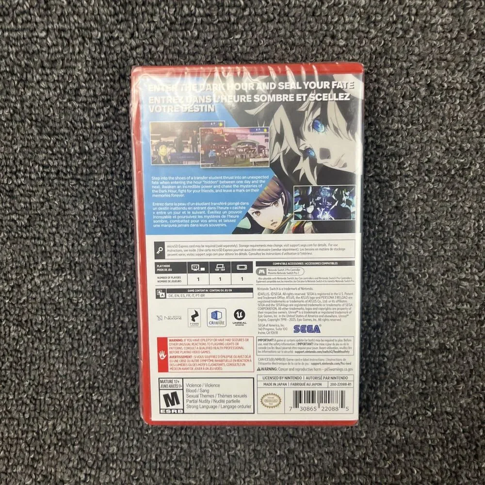 Persona 3 Reload Nintendo Switch 2 Brand New Sealed ESRB Atlus **Game-Key Card**
